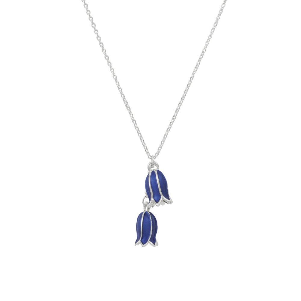 Bluebell Enamel Finish Silver Tone Pendant Necklace