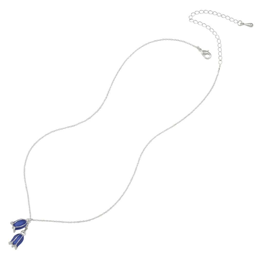 Bluebell Enamel Finish Silver Tone Pendant Necklace