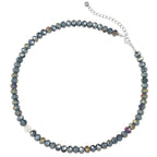 Majestic Dark Silver Crystal Statement Beaded Necklace