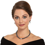 Majestic Dark Silver Crystal Drop Clip On Earrings