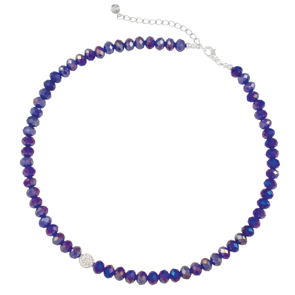 Majestic Royal Blue Crystal Statement Beaded Necklace