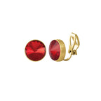 Treasure Light Siam Red Crystal Gold Tone Stud Clip On Earrings