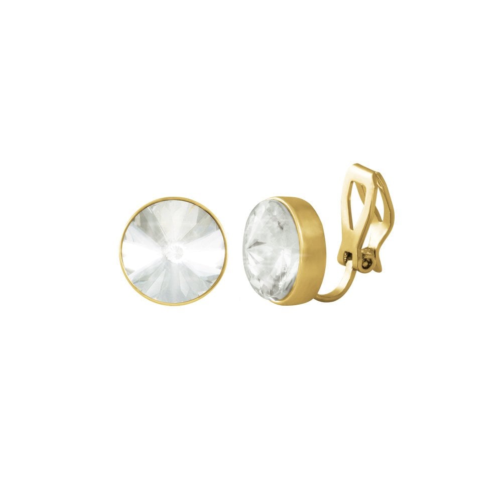 Treasure Clear Crystal Gold Tone Stud Clip On Earrings