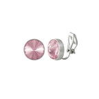 Treasure Rose Pink Crystal Silver Tone Stud Clip On Earrings