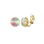 Treasure Aurora Borealis Crystal Gold Tone Stud Clip On Earrings