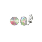 Treasure Aurora Borealis Crystal Silver Tone Stud Clip On Earrings