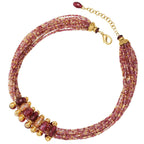 Luciana Purple and Red Statement Venetian Murano Glass Torsade Necklace