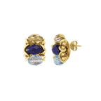Luciana Blue Crystal Gold Tone Stud Pierced Earrings