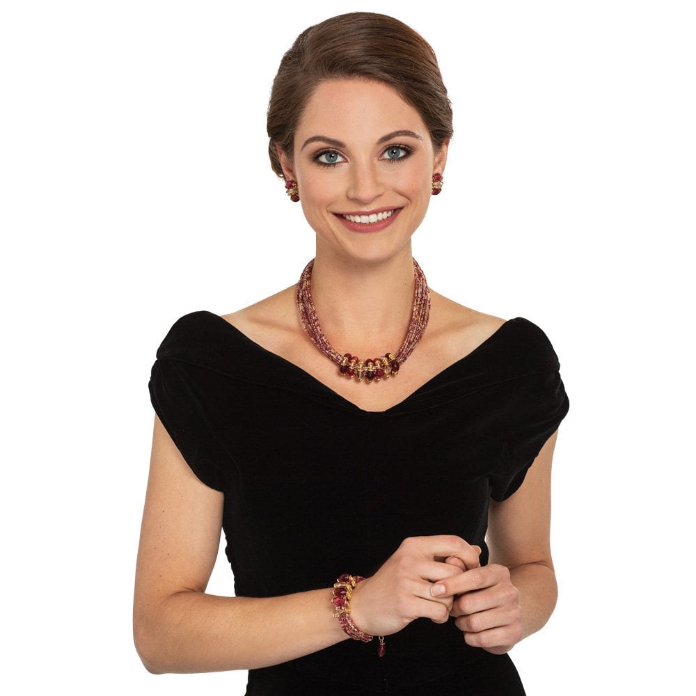 Luciana Red and Purple Venetian Murano Glass Bracelet