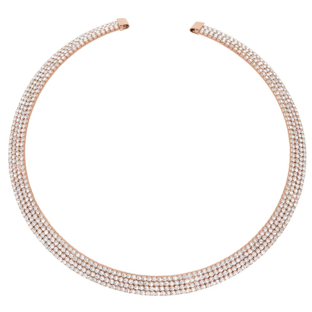 St Tropez Diamante Rose Gold Tone Statement Collar Necklace