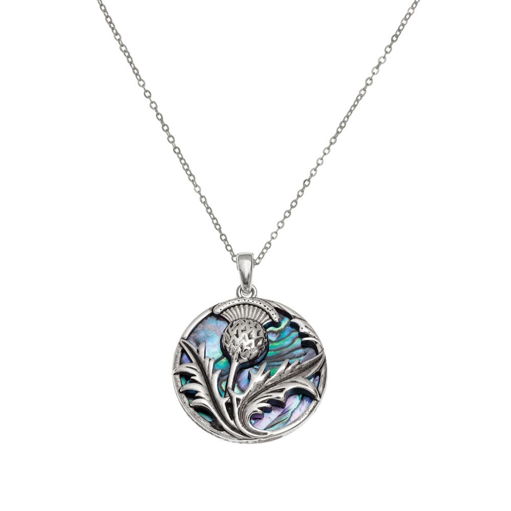 Thistle Paua Shell Silver Tone Pendant