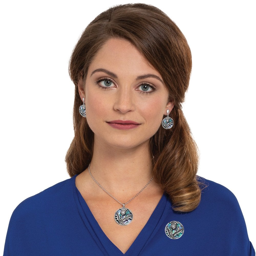 Thistle Paua Shell Silver Tone Pendant