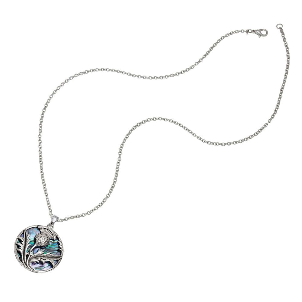 Thistle Paua Shell Silver Tone Pendant