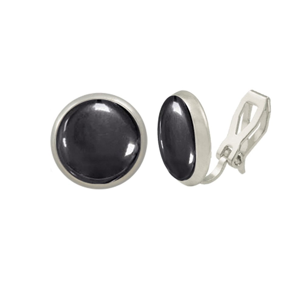 Symphony Hematite Silver Stud Clip On Earrings