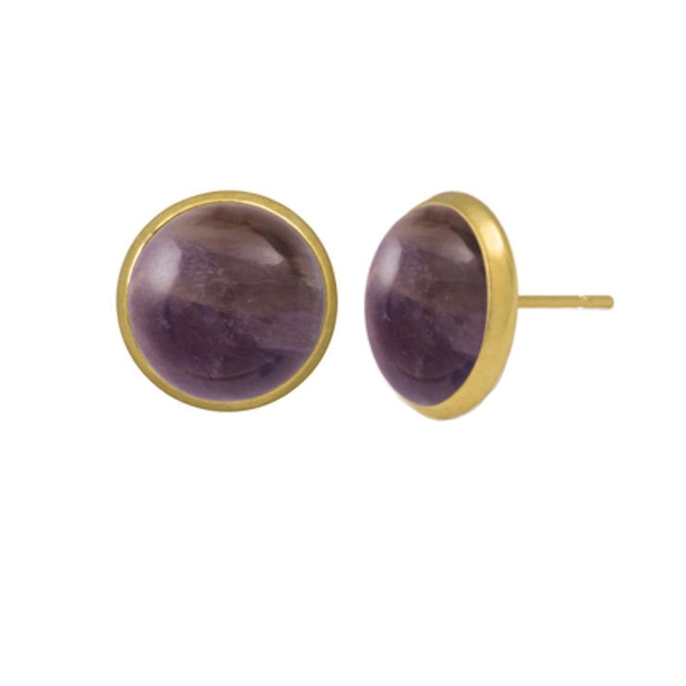 Symphony Amethyst Gold Pierced Stud Earrings