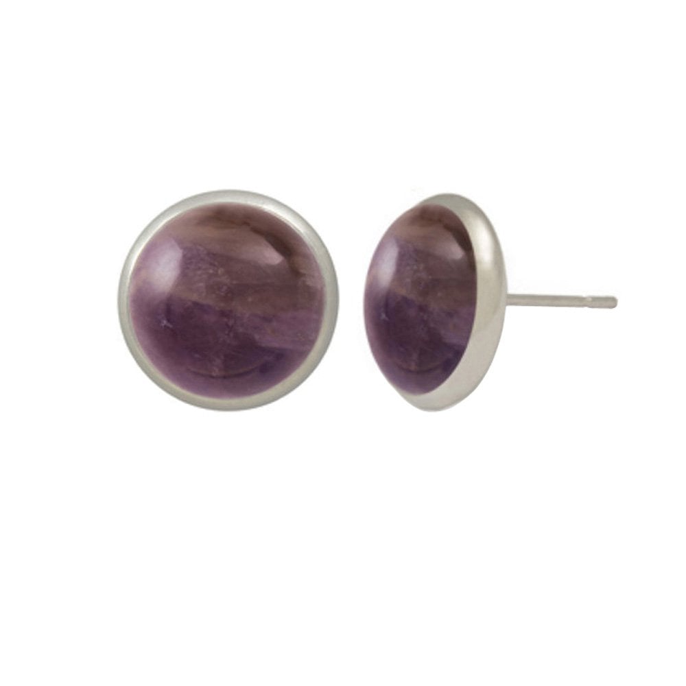 Symphony Amethyst Silver Pierced Stud Earrings