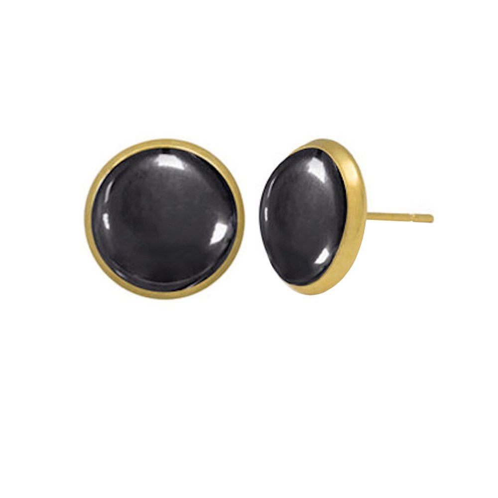 Symphony Hematite Gold Pierced Stud Earrings