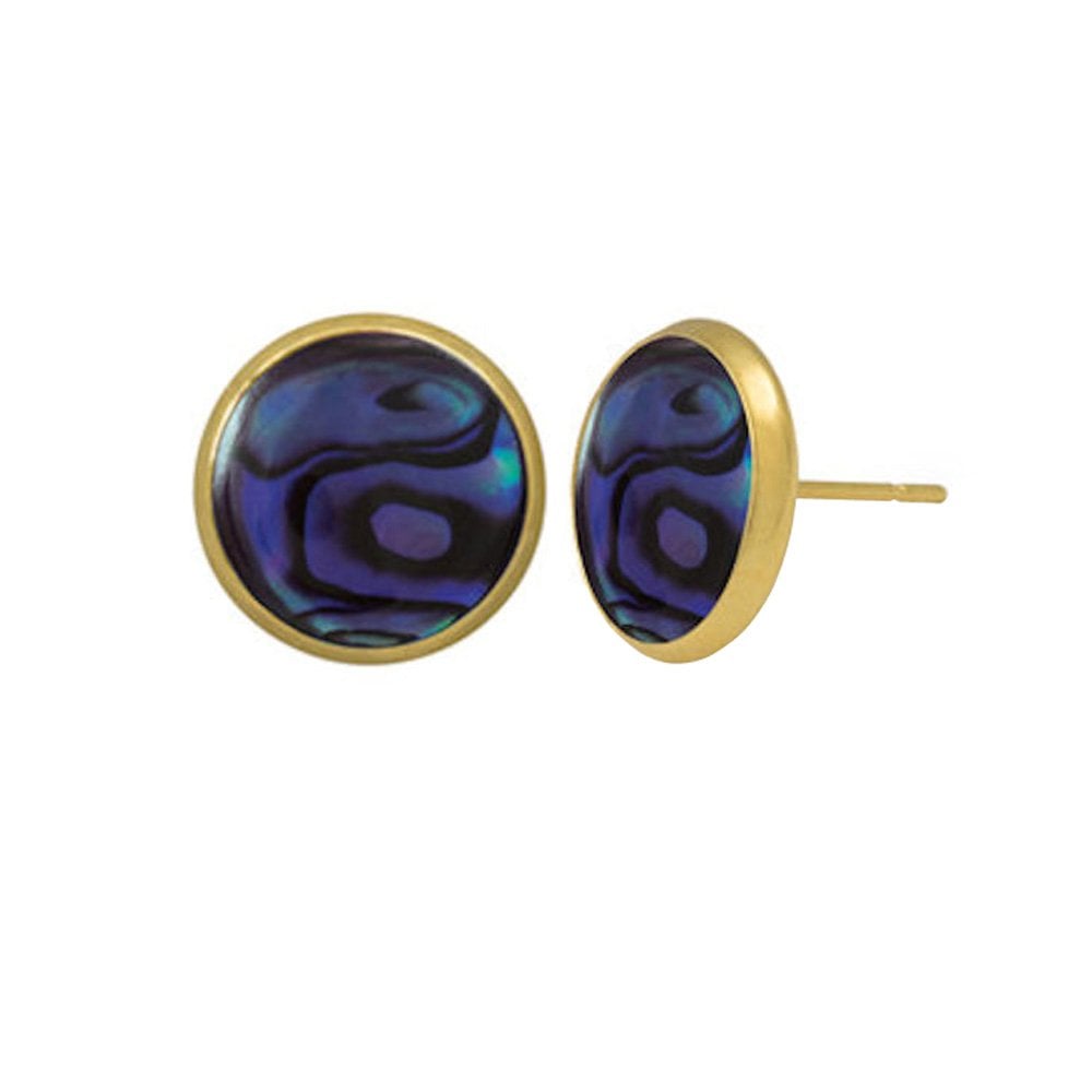 Symphony Purple Paua Shell Gold Pierced Stud Earrings