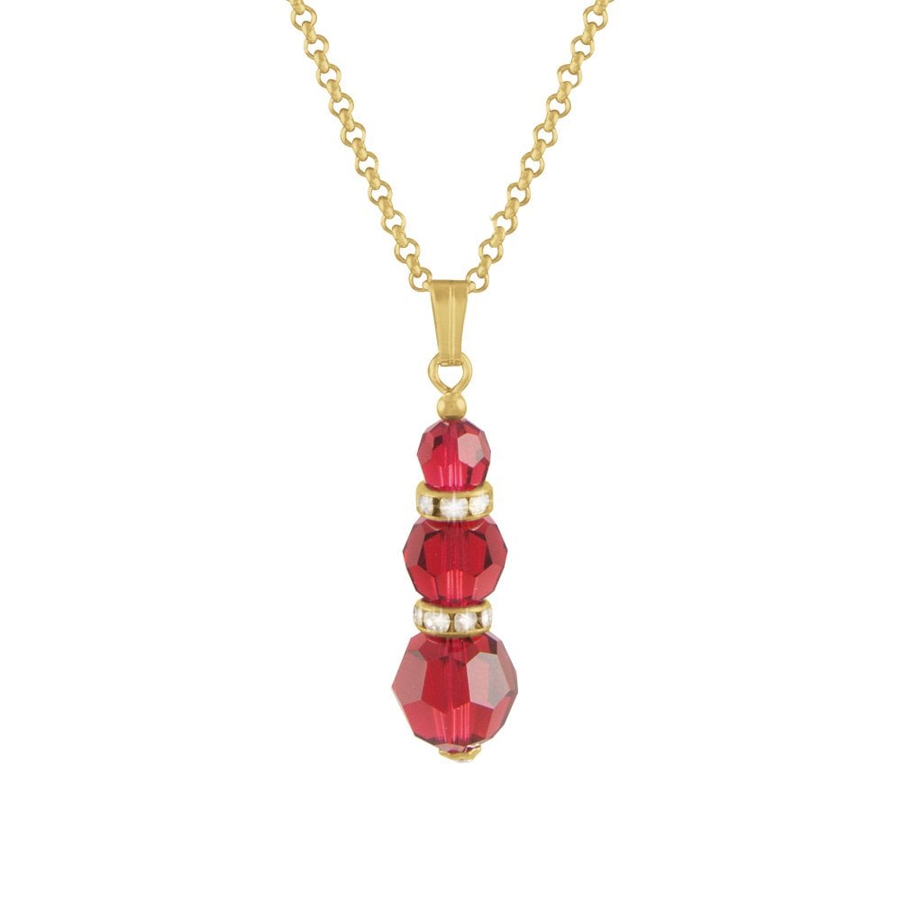 Echo Scarlet Red Austrian Crystal Gold Tone Pendant