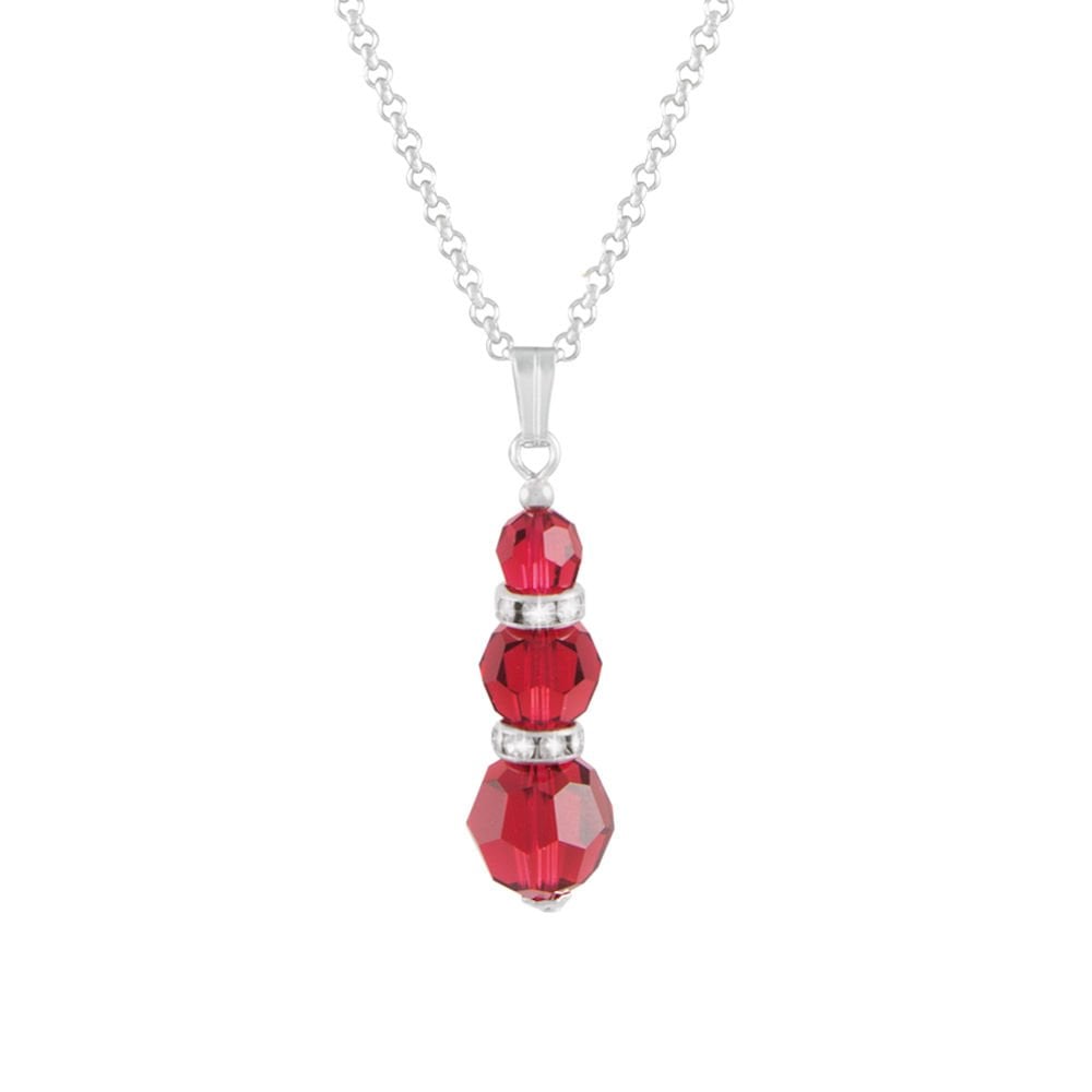 Echo Scarlet Red Austrian Crystal Silver Tone Pendant