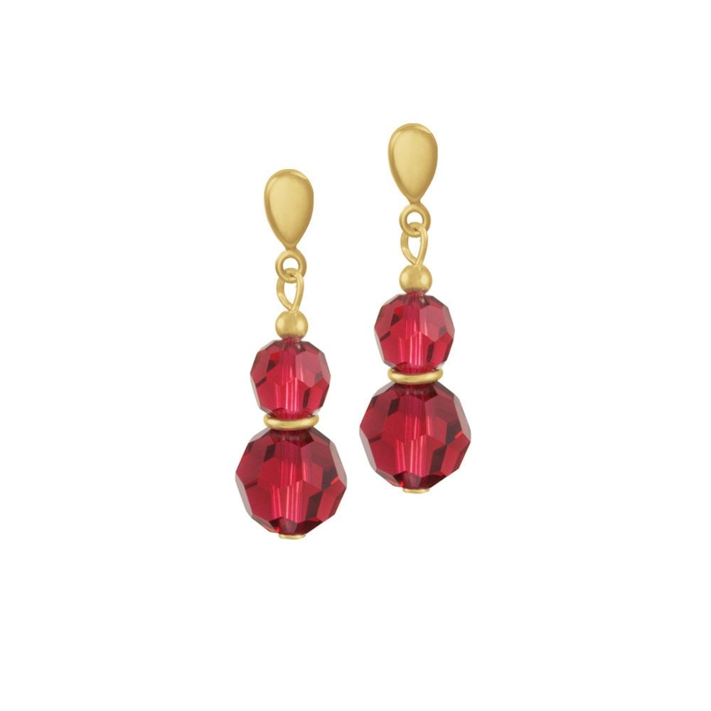 Echo Scarlet Red Austrian Crystal Gold Tone Drop Pierced Earrings