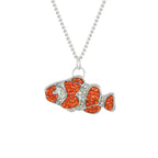 Clown Fish Orange Crystal Silver Tone Pendant