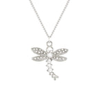 Dazzling Dragonfly Crystal Silver Tone Pendant