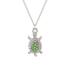 Myrtle the Turtle Green Crystal Silver Tone Pendant