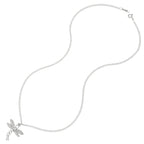 Dazzling Dragonfly Crystal Silver Tone Pendant