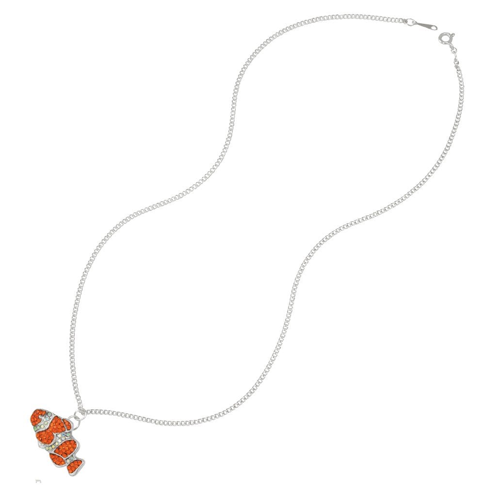 Clown Fish Orange Crystal Silver Tone Pendant