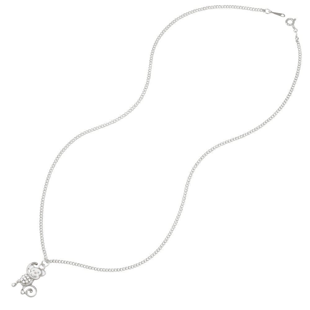 Marty the Monkey Enamel and Crystal Silver Tone Pendant