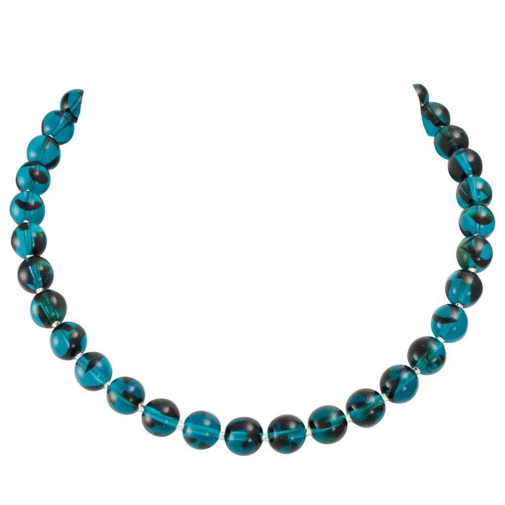 Tortoiseshell Teal Czech Glass Necklace