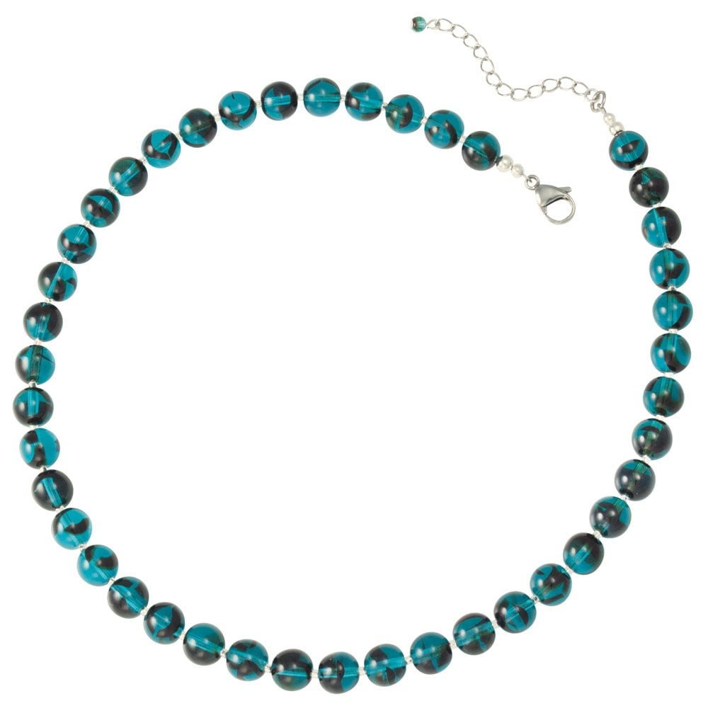 Tortoiseshell Teal Czech Glass Necklace