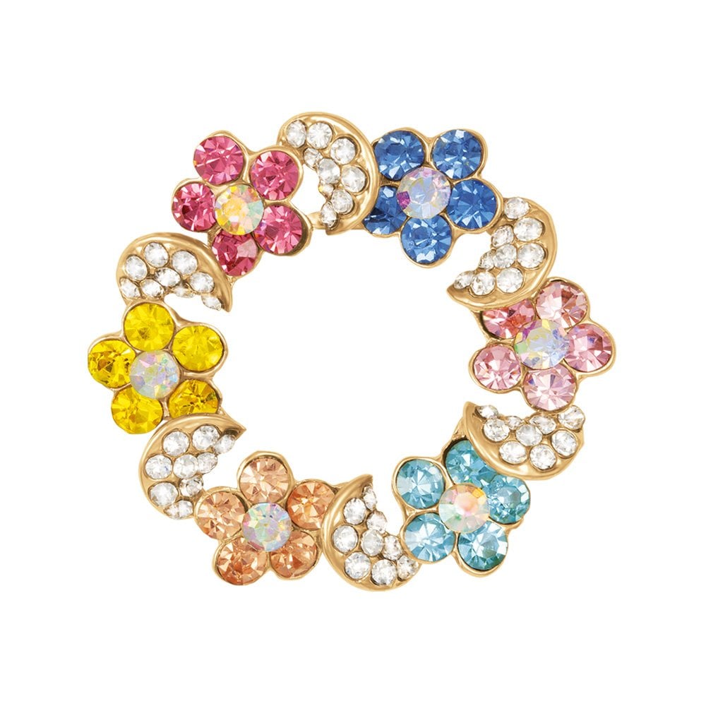 Rainbow Multi Coloured Crystal Scarf Clip