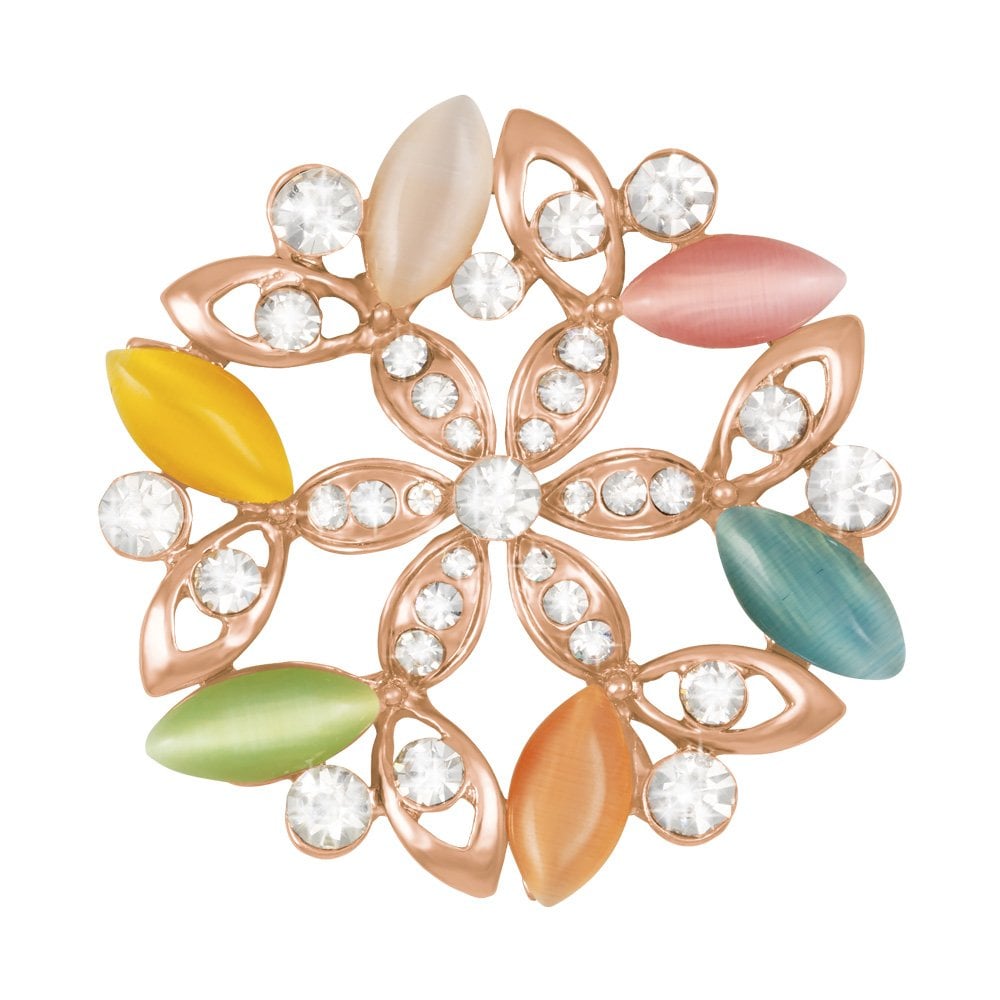 Mirabelle Floral Cat's Eye and Clear Crystal Scarf Clip