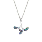 Mistletoe Mother of Pearl and Paua Shell Silver Tone Pendant