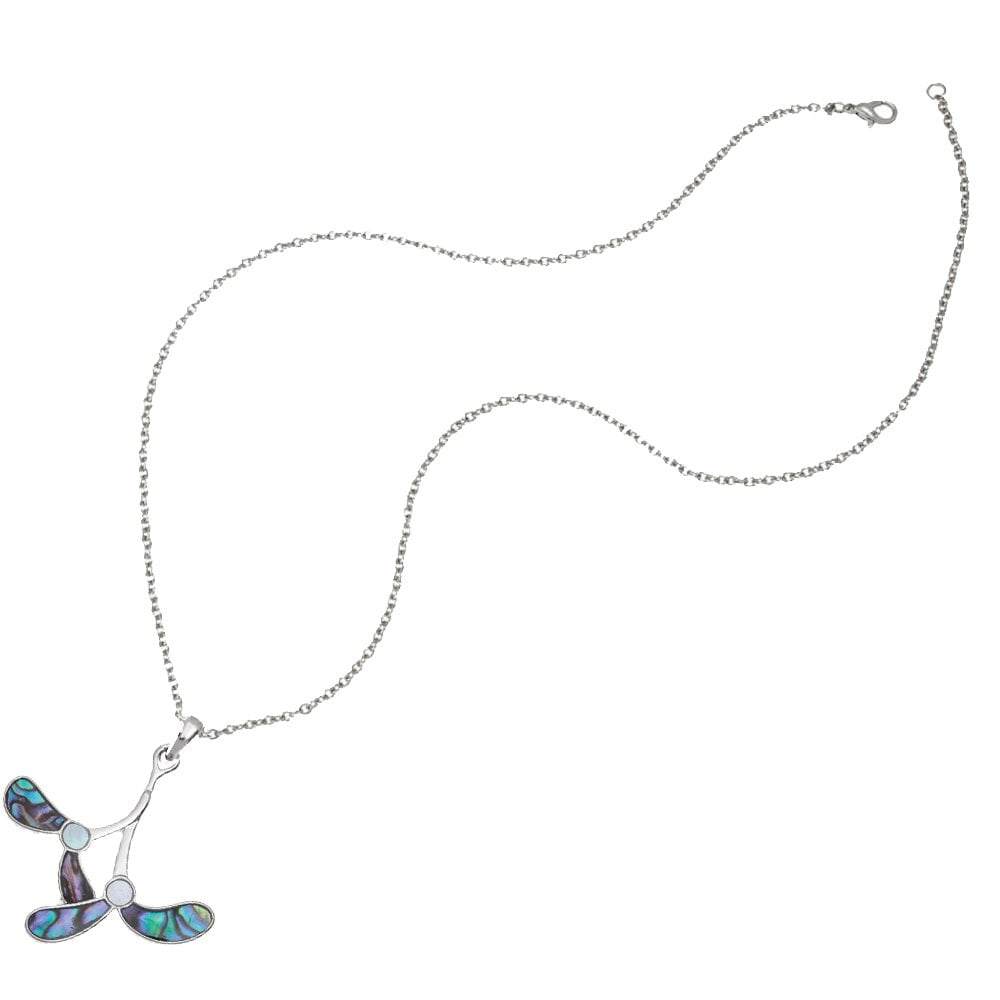 Mistletoe Mother of Pearl and Paua Shell Silver Tone Pendant