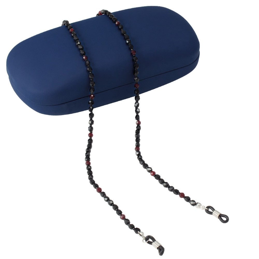 Midnight Jet & Siam Red Crystal Spectacle Chain