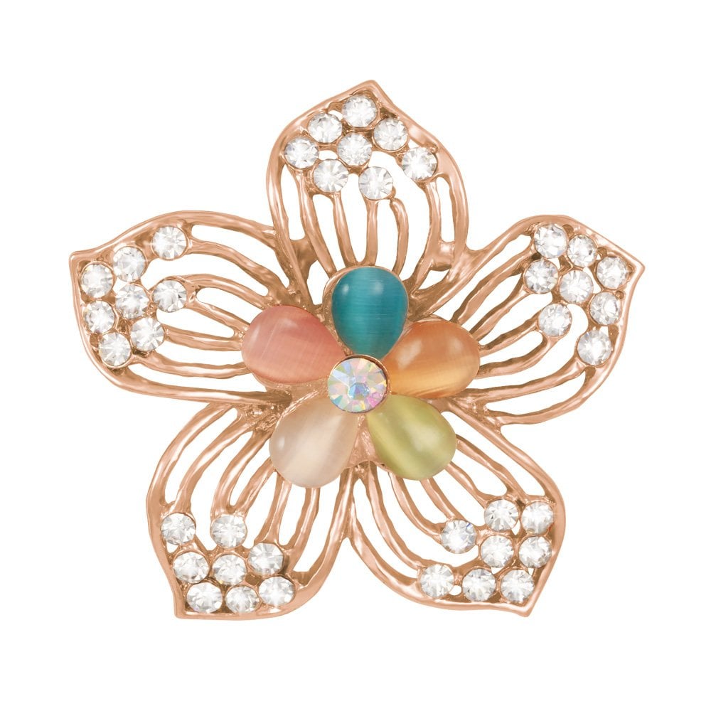 Florella Cat's Eye and Crystal Filigree Scarf Clip