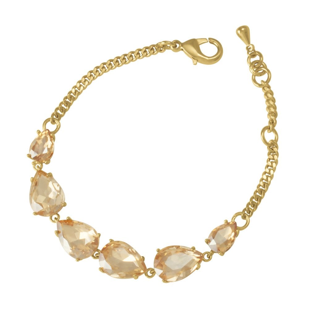 Seduction Teardrop AB Topaz Crystal Gold Tone Fashion Bracelet