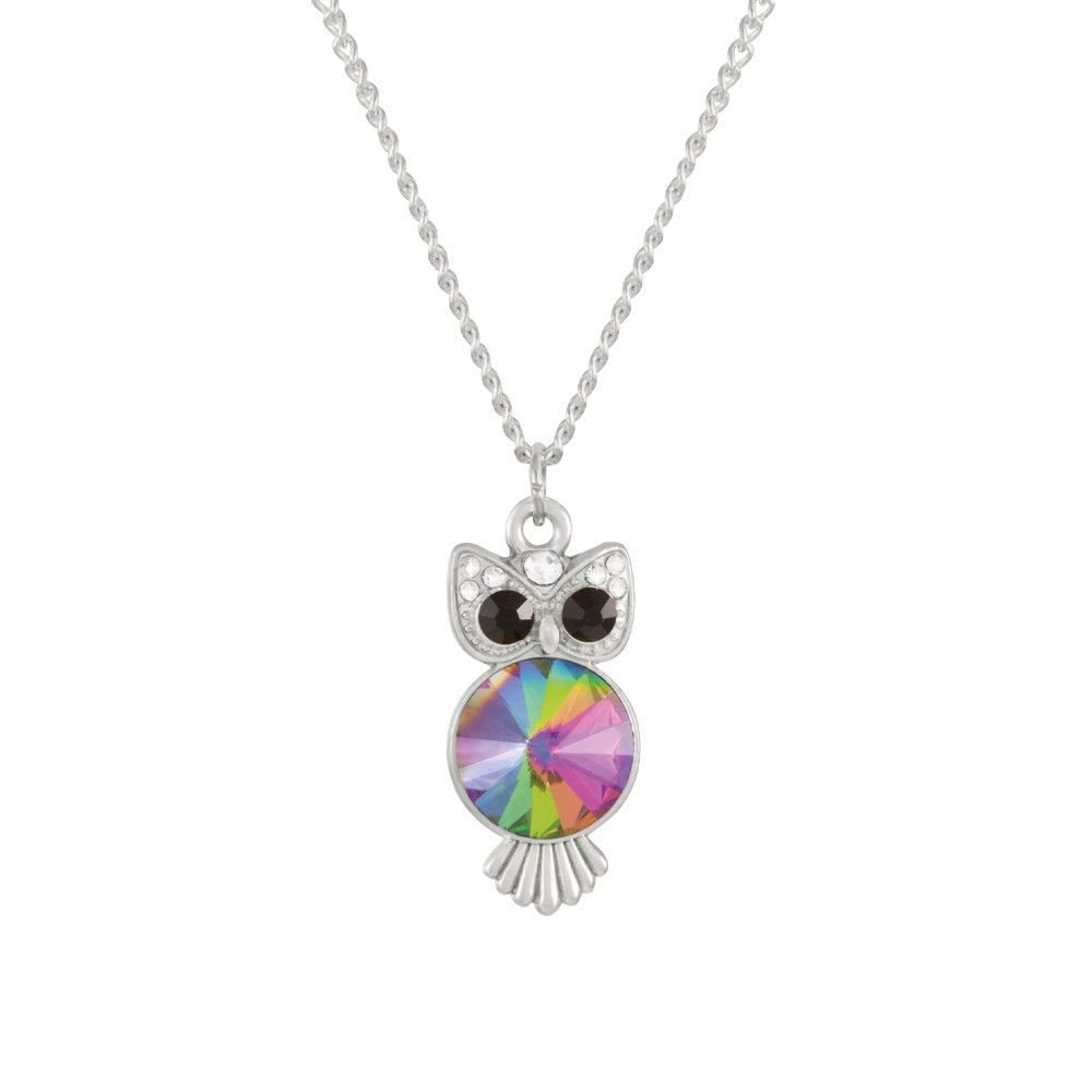 Ozzy the Owl Rivoli Crystal Silver Tone Pendant
