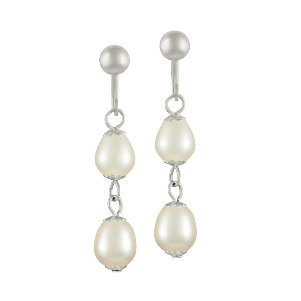 Enchanting AAA White Freshwater Pearl Drop Clip On Earrings