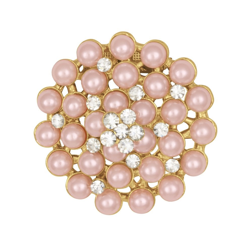 Tahiti Pink Pearl and Crystal Cluster Scarf Clip