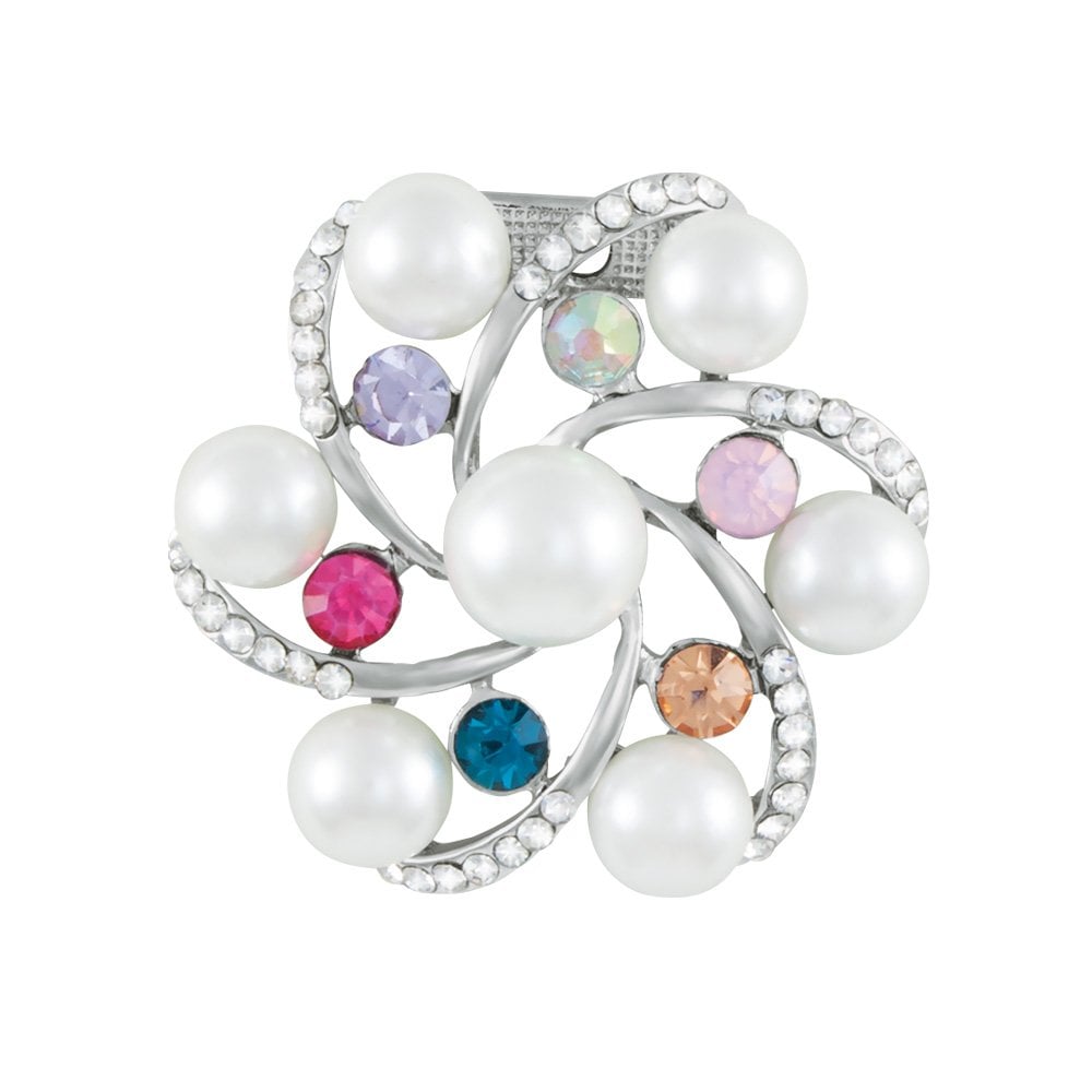 Galactica Faux Pearl and Crystal Scarf Clip