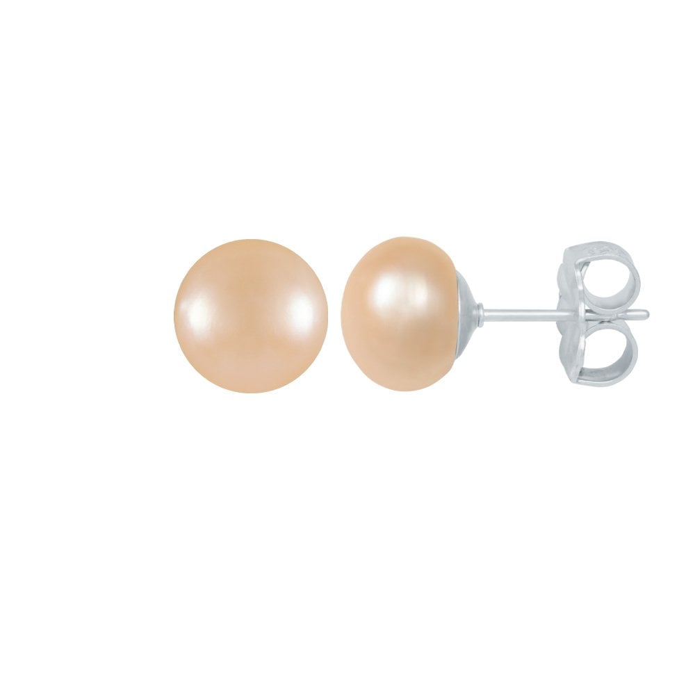 Superior AAA Pink Freshwater Pearl Sterling Silver Stud Pierced Earrings