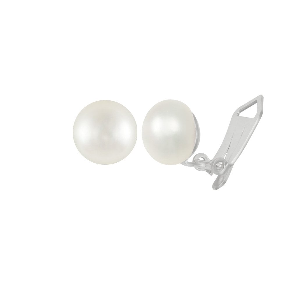 Superior AAAA White Freshwater Pearl Sterling Silver Stud Clip On Earrings