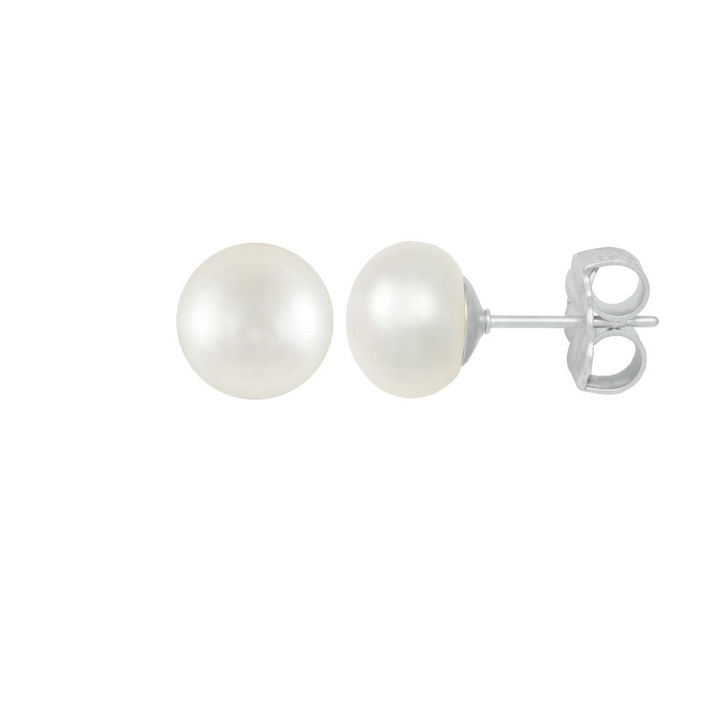 Superior AAAA White Freshwater Pearl Sterling Silver Stud Pierced Earrings