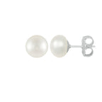Superior AAAA White Freshwater Pearl Sterling Silver Stud Pierced Earrings