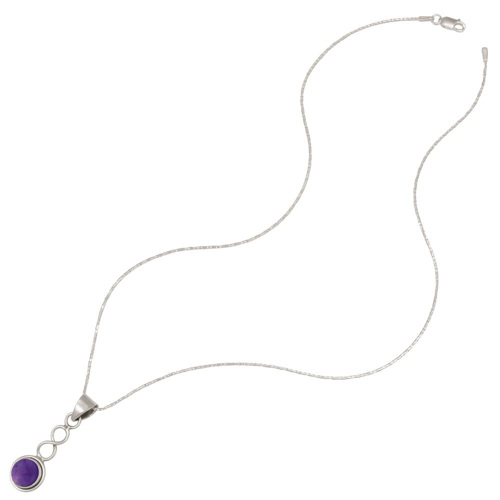 February Amethyst Birthstone Sterling Silver Pendant