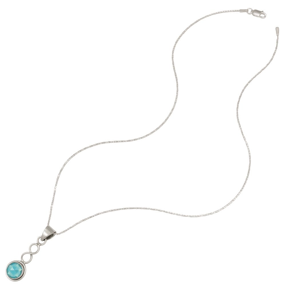 November Blue Topaz Birthstone Sterling Silver Pendant
